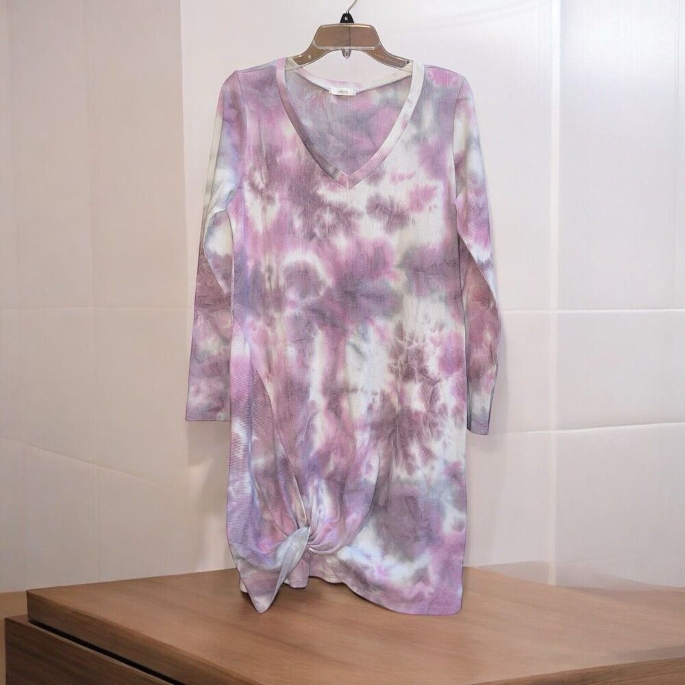 Cherish M Art To Wear Purple Tie Dye Twist Front Lagenlook Tunic/Dress Boho